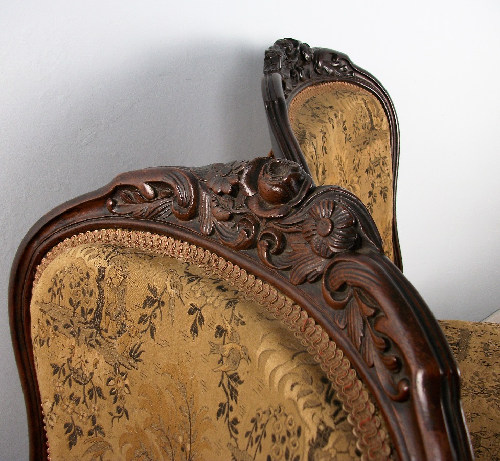 Set of Four French Rosewood Dining Hall Chairs